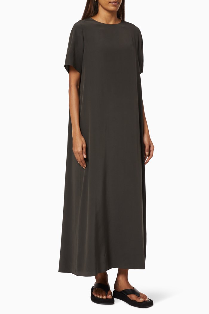 

Robi Maxi T-shirt Dress in Silk Crepe, Green