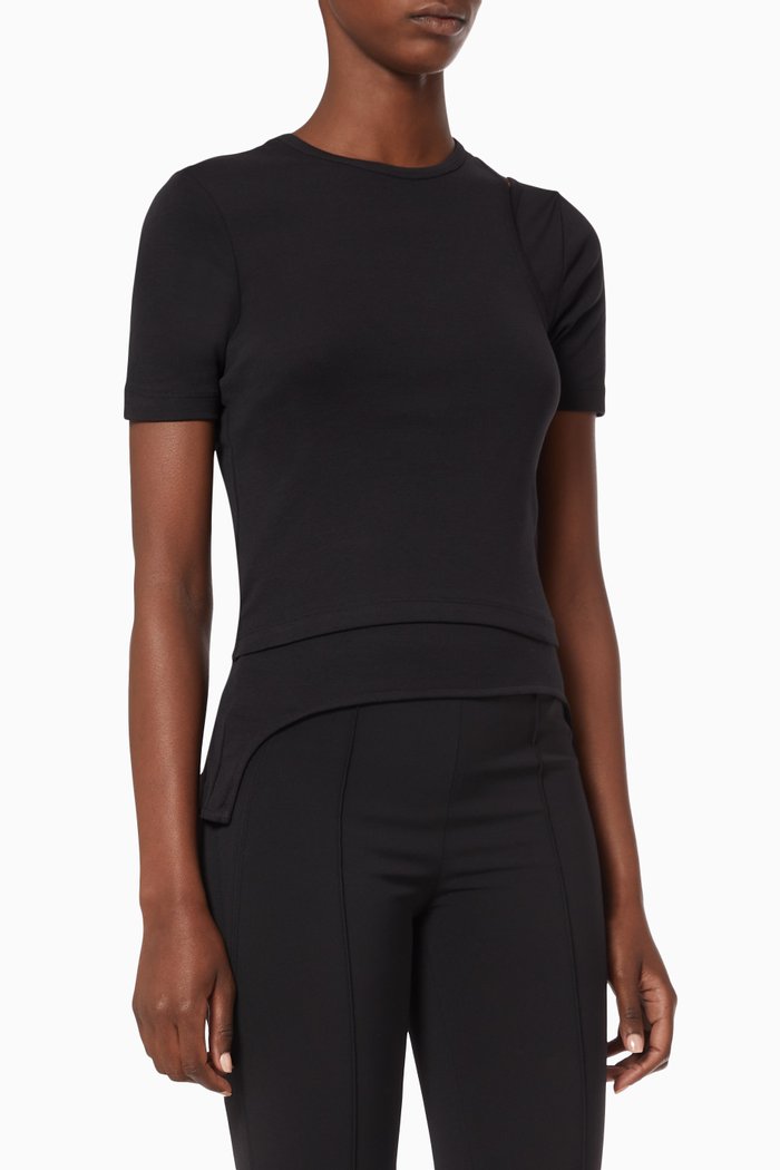 

Layered T-shirt in Jersey, Black
