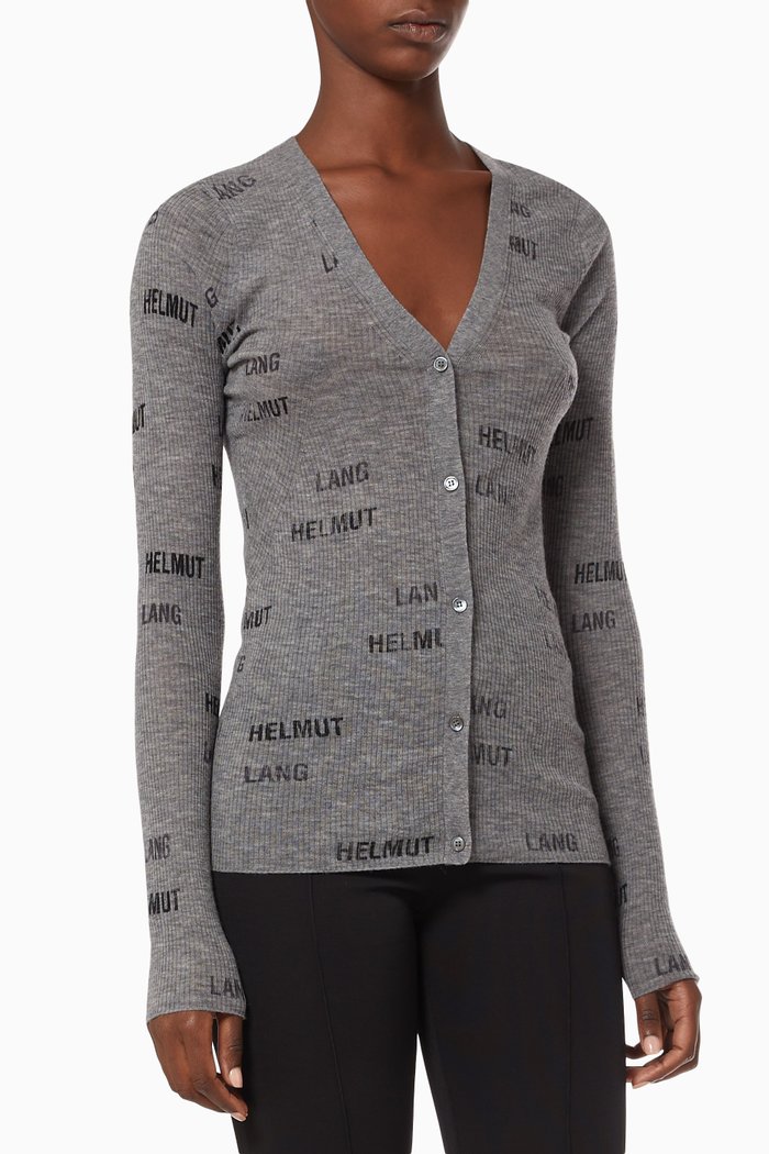 

Logo Cardigan in Wool, Grey