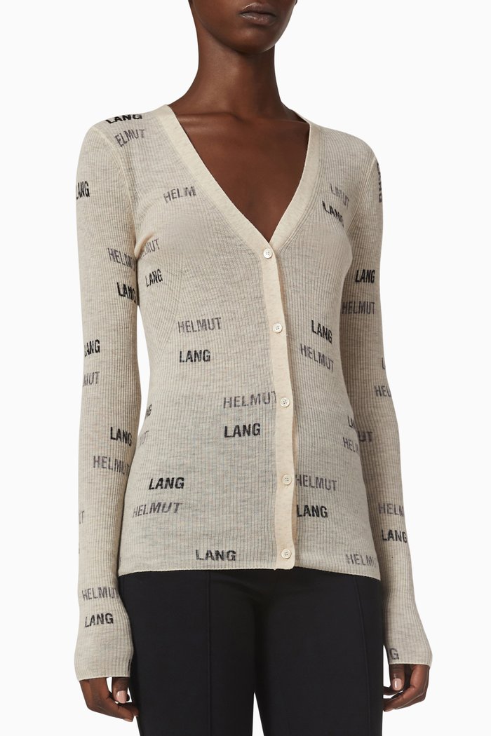 

Logo Cardigan in Wool, Neutral