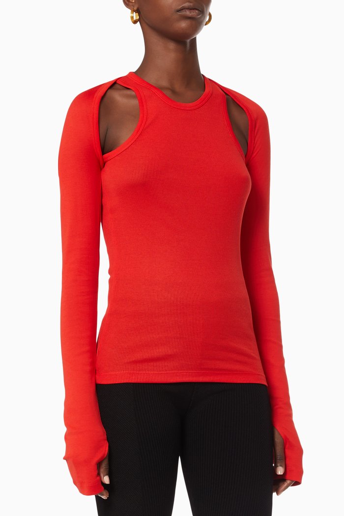

Cut Out Tank Top in Rib-knit, Red