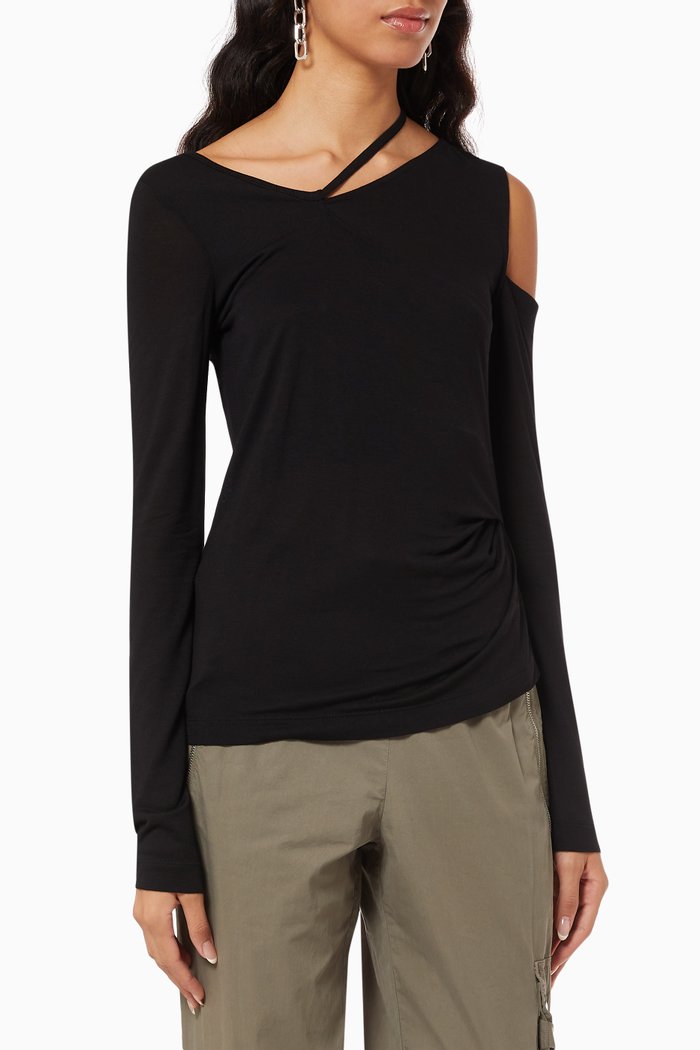 

Asymmetric Top in Rib-knit, Black