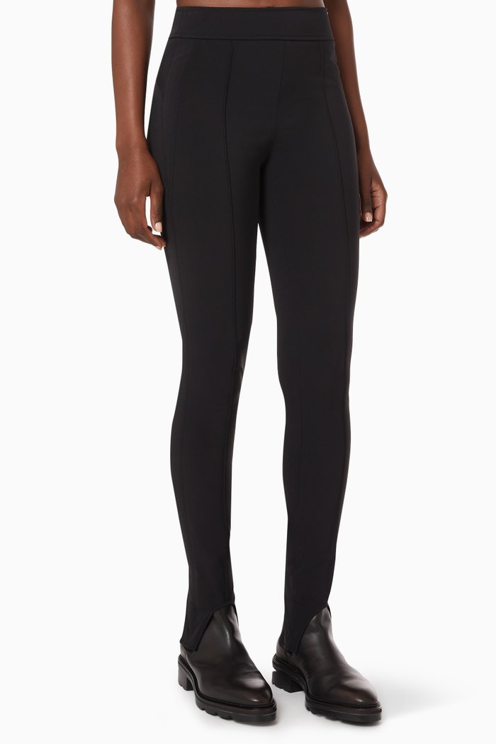 Seamed Leggings in Stretch Knit, Black
