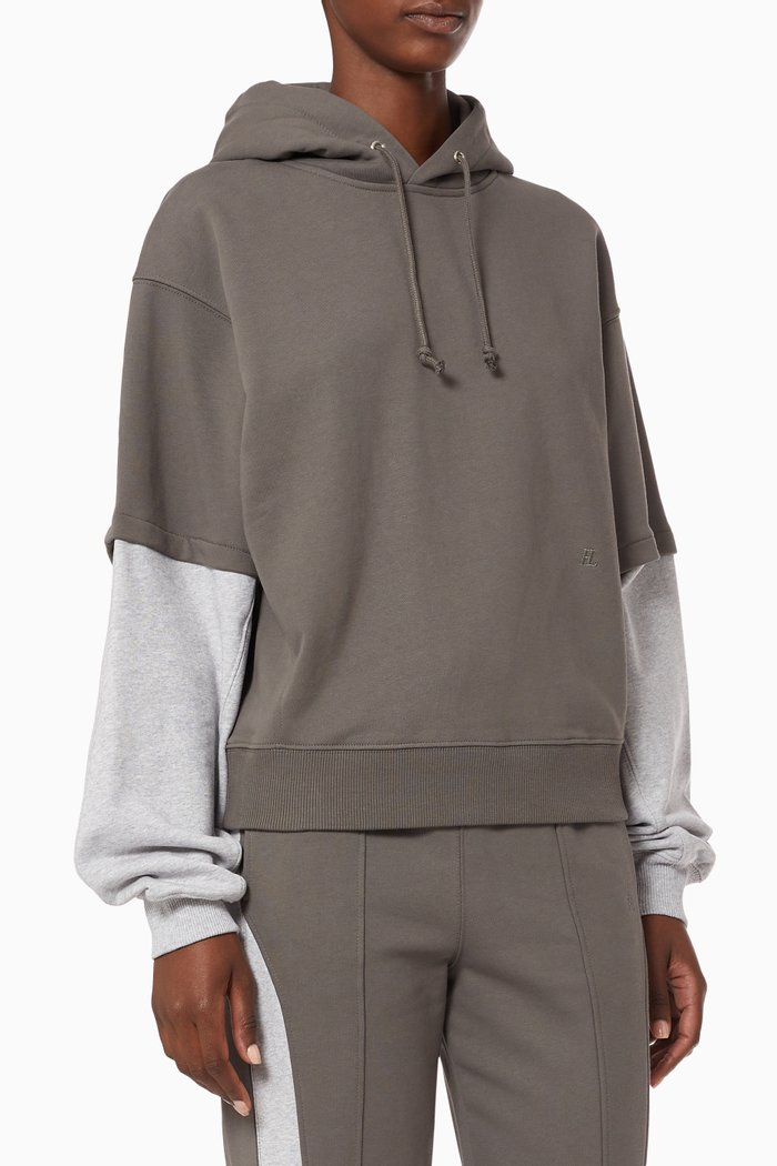 

Layered Hoodie in Jersey Fleece, Brown