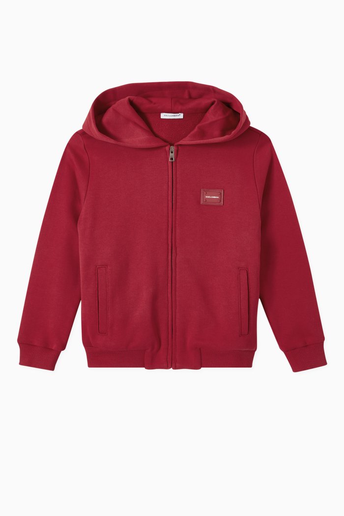 

Logo Badge Hoodie in Jersey, Red