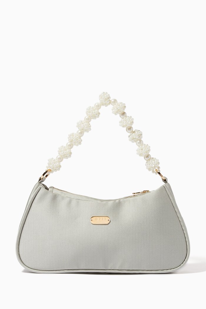 

Raquel Baguette Bag in Iridescent Fabric, Grey