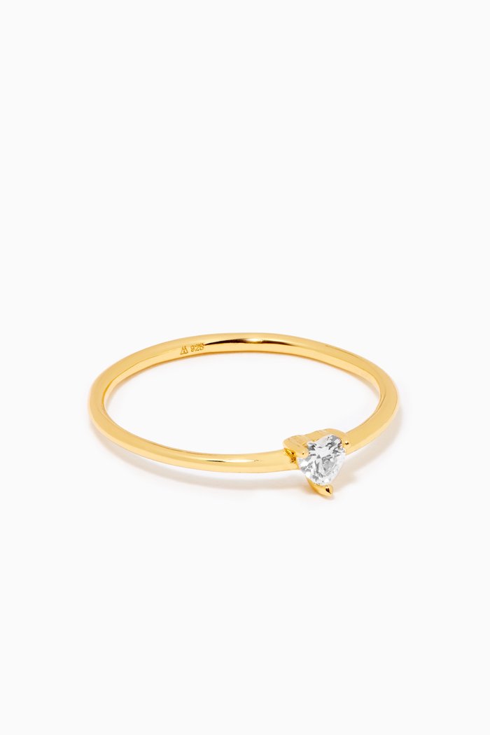 

Essentials Heart Ring in 18kt Gold-plated Sterling Silver, White