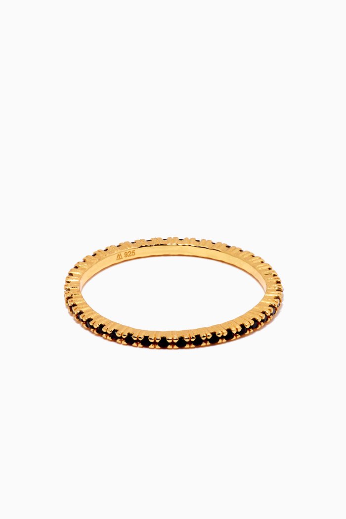 

Essentials Ring in 18kt Gold-plated Sterling Silver, Black