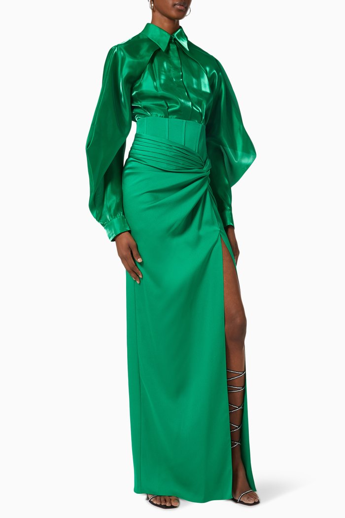 

Croseted Gown in Satin, Green