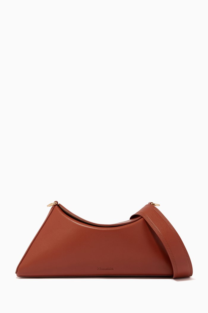 Noya Baguette Shoulder Bag in Vegan Leather, Brown