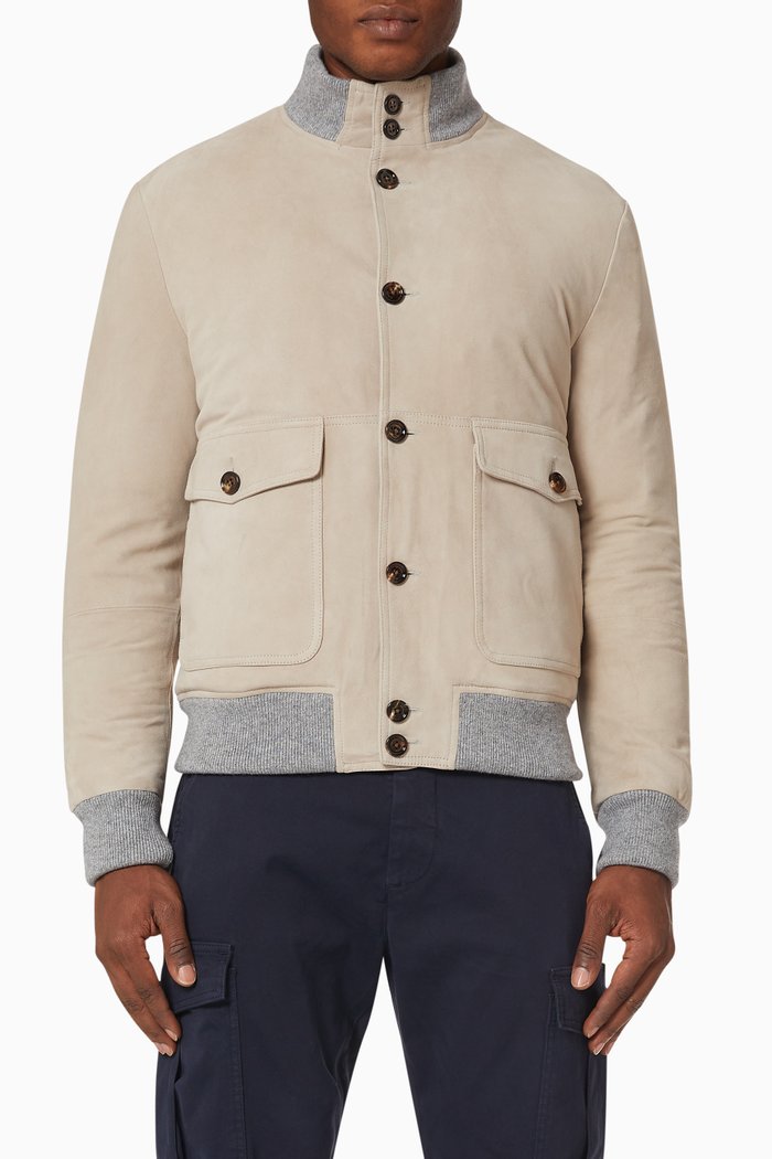 

Bomber Jacket in Suede, Neutral