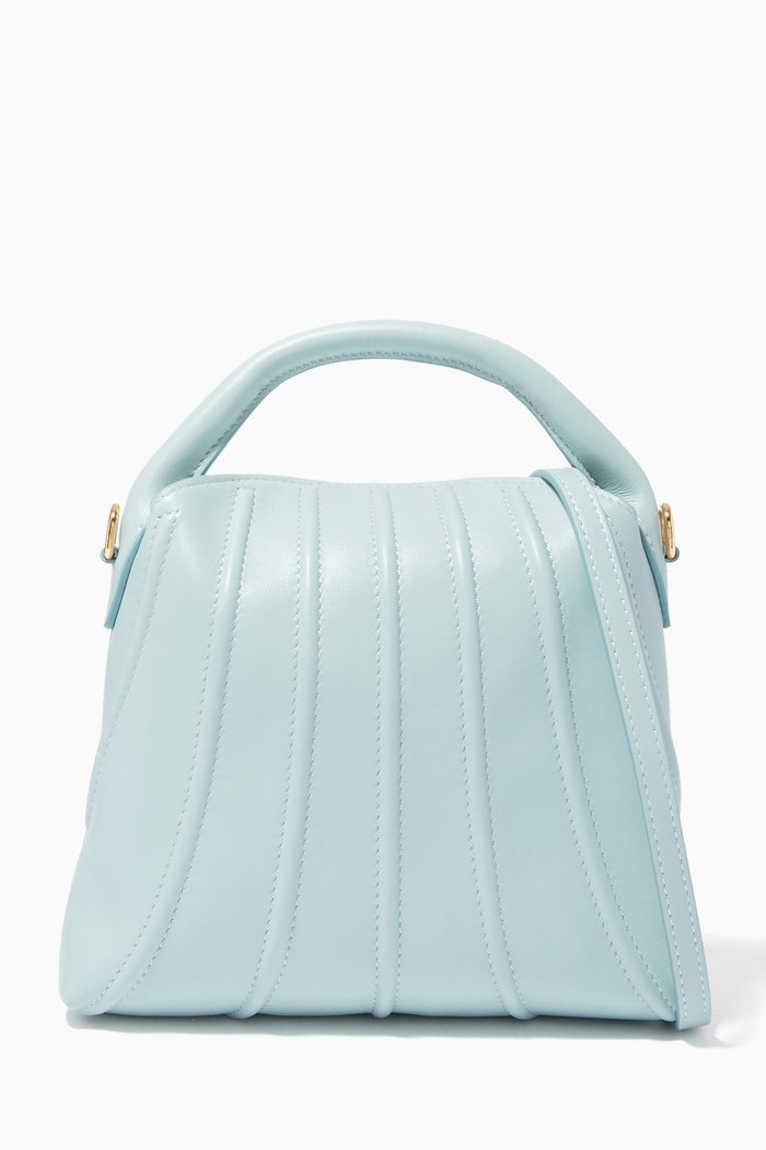 

Mini Shell Bag in Calf Leather, Blue