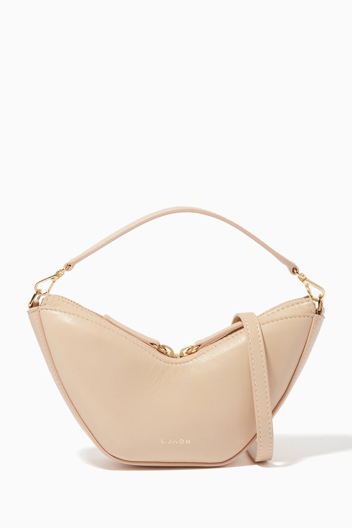 

Small Tulip Shoulder Bag in Leather, Neutral