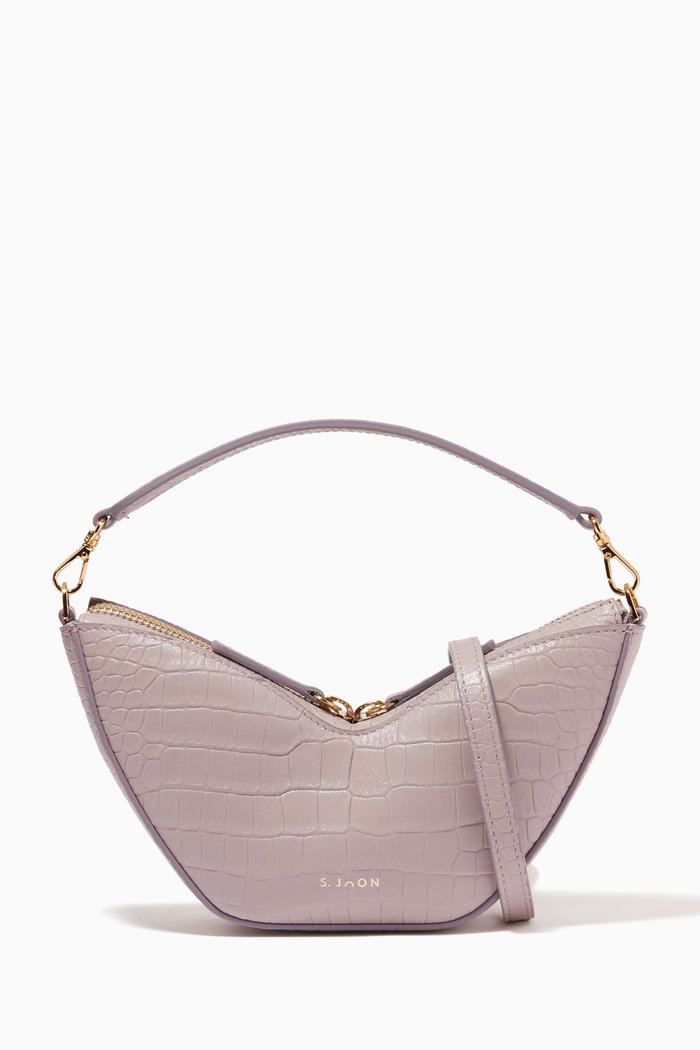 

Small Tulip Shoulder Bag in Embossed Leather, Pink