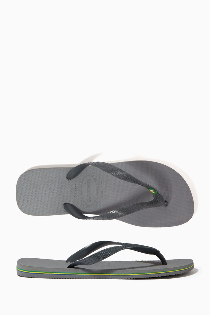 Brazil Flip Flops in Rubber, Grey