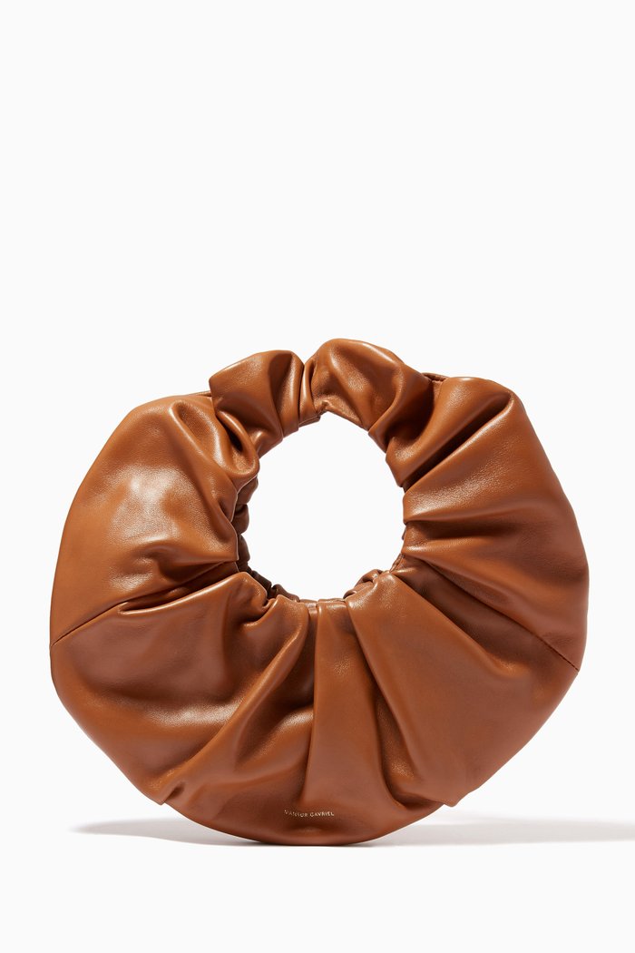 

Mini Top Handle Scrunchie Bag in Nappa, Brown
