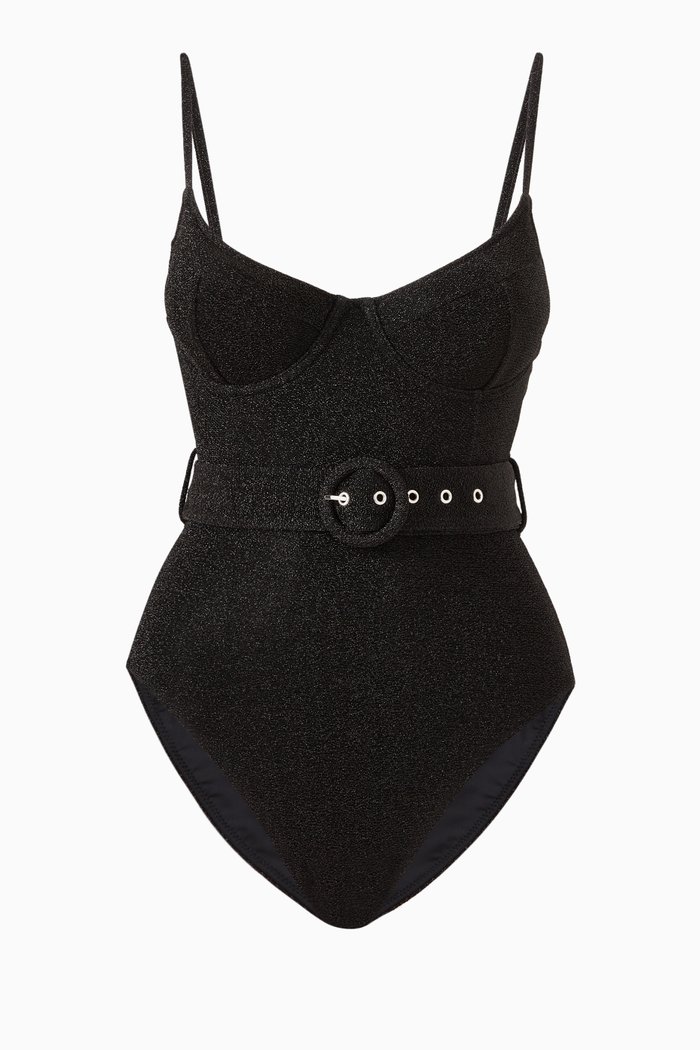 Noa Metallic One-piece Swimsuit, Black