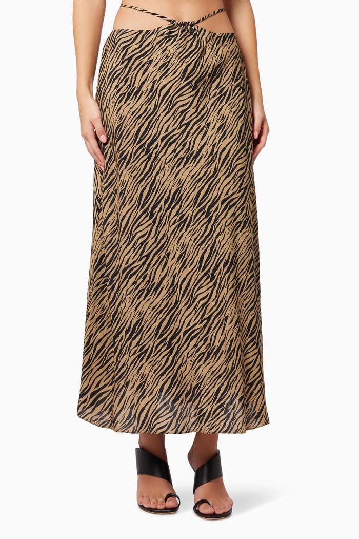 Shiloh Coverup Skirt in Zebra Rayon Blend, Metallic