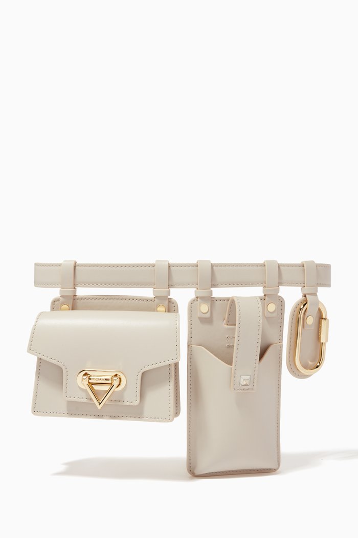 

Jacky Multi-function Belt Bag in Calfskin, White