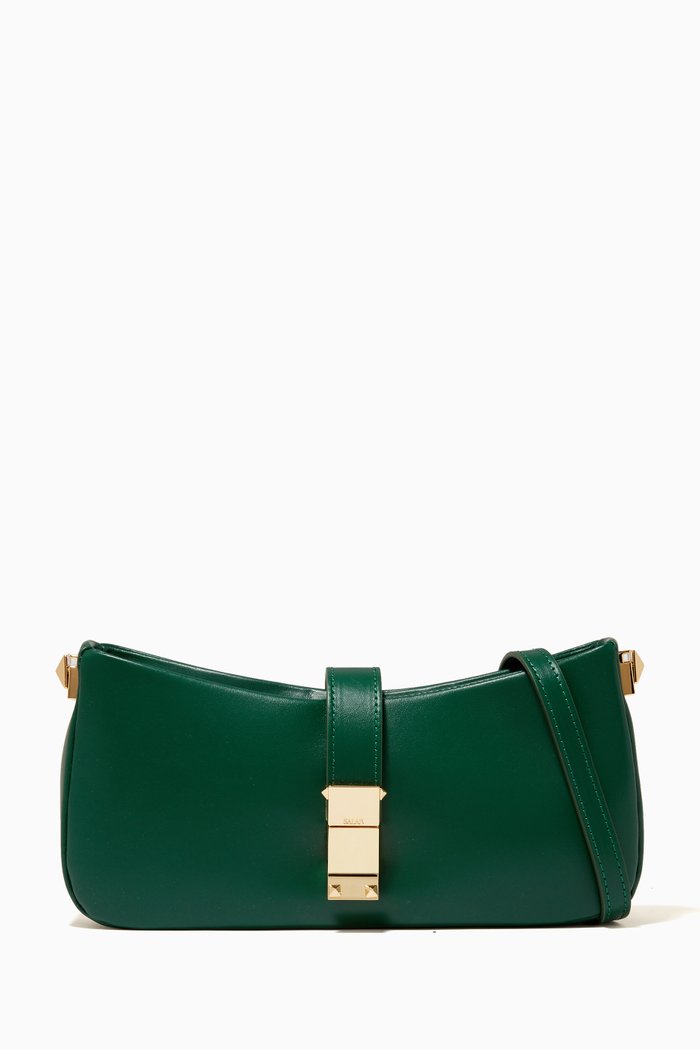 

Helina Baguette Shoulder Bag in Calfskin, Green