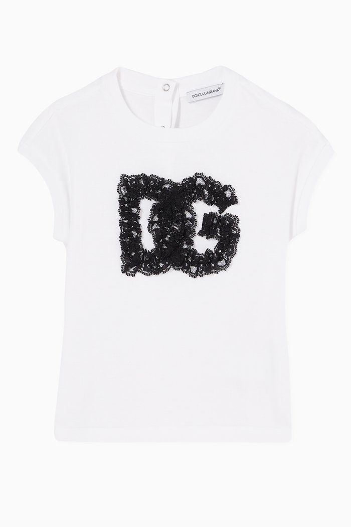 

90s T-shirt with Lace DG in Jersey, White
