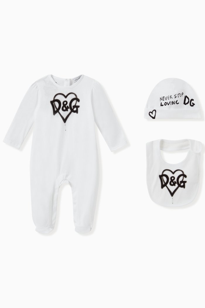 

Printed DG Next 3-Piece Gift Set of in Jersey, White