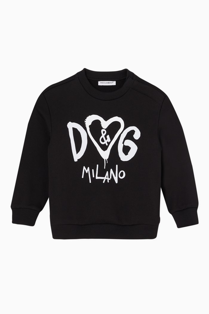 

DG Next Sweatshirt with Graffiti D&G Print in Jersey, Black
