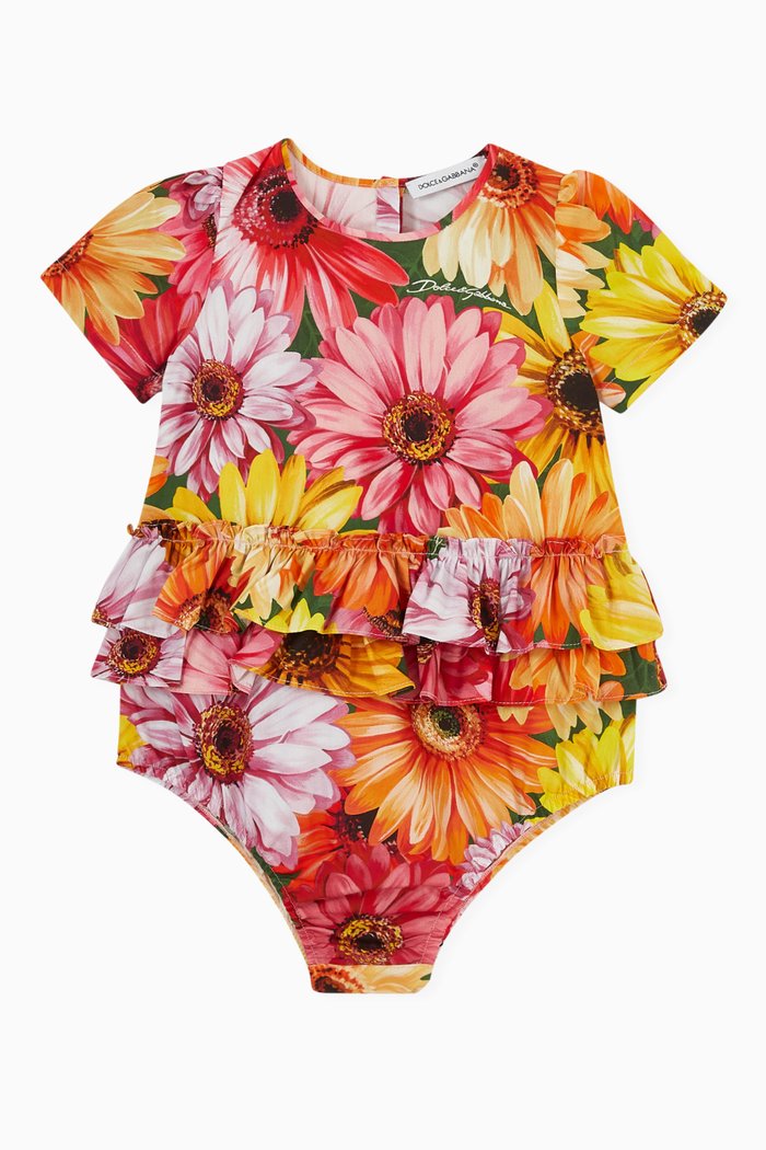 

Gerbera Daisy Romper Suit in Cotton Poplin, Multicolour