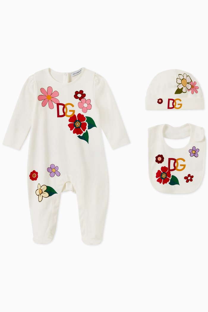 

DG Pop 3-piece Gift Set with Flowers in Jersey, White