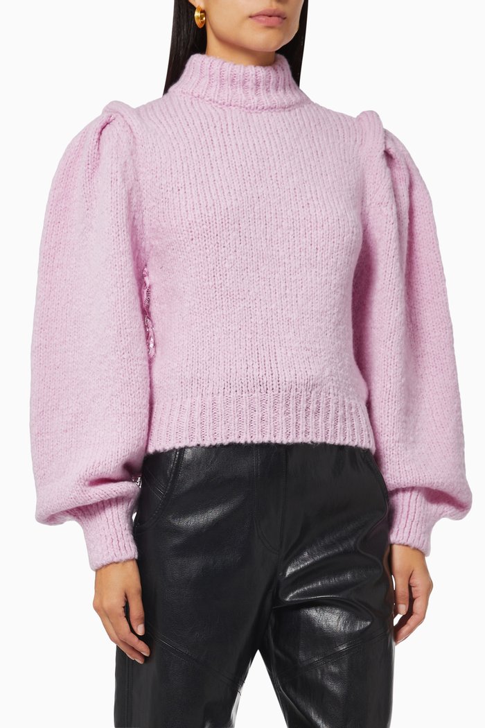 

Lacey Sweater in Alpaca Wool Knit, Pink