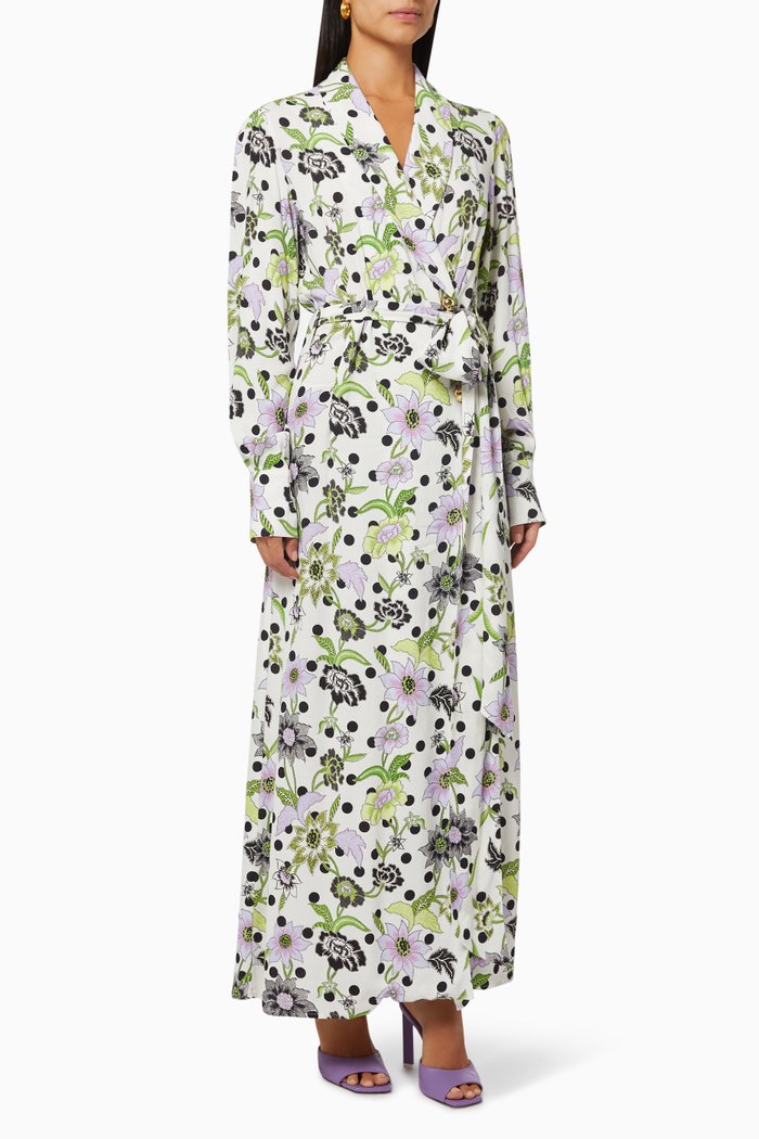

Florence Maxi Wrap Dress in Crêpe, Multicolour
