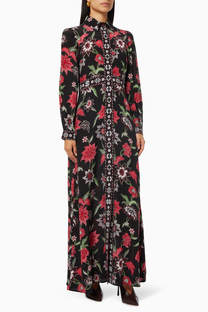 

Ruby Maxi Shirt Dress in Silk, Multicolour