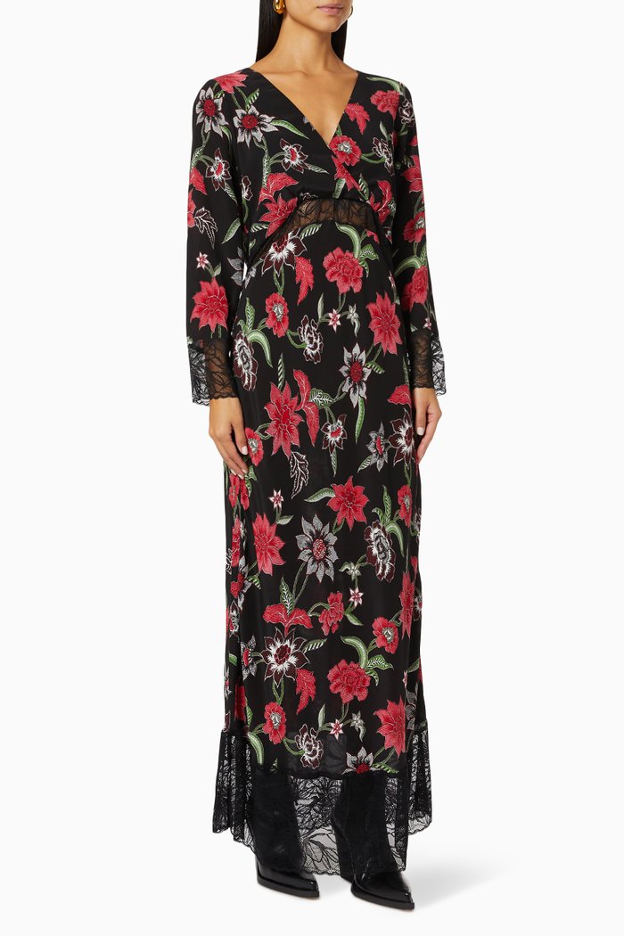 

Ruby Maxi Slip Dress in Silk, Multicolour