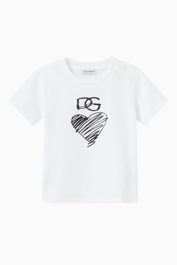 

DG Heart Print T-shirt in Cotton, White