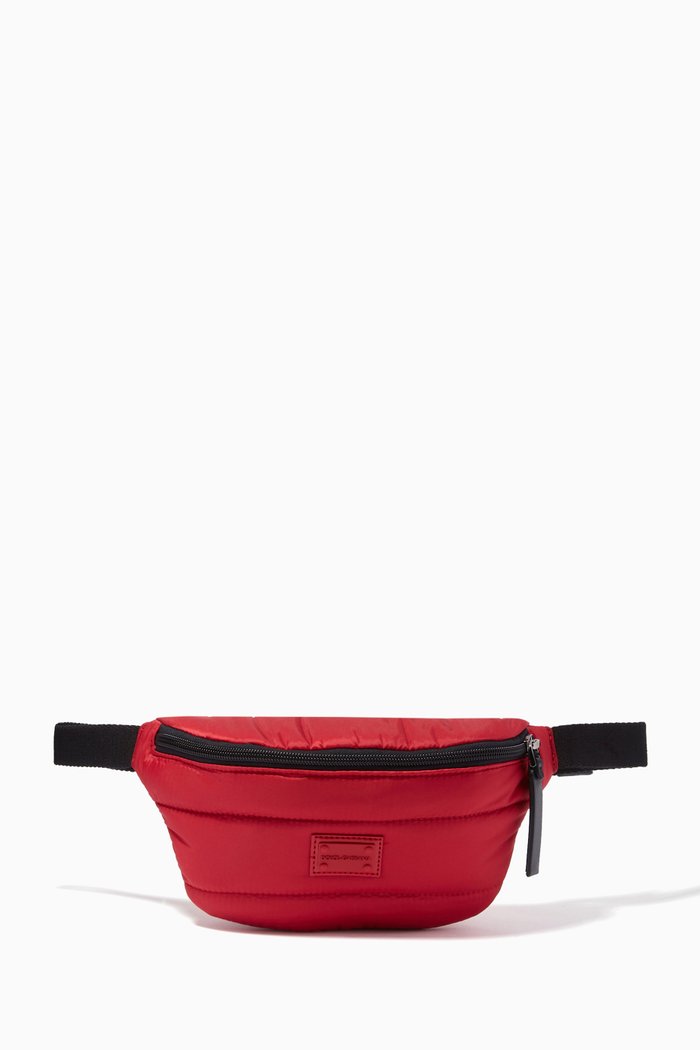

Street Patchwork Belt Bag in Nylon, Red