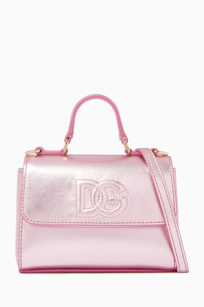 

Foiled Logo Handbag in Nappa Leather, Pink