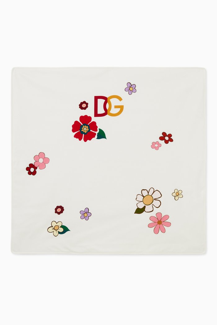 

DG Pop Blanket with Flowers in Jersey, White