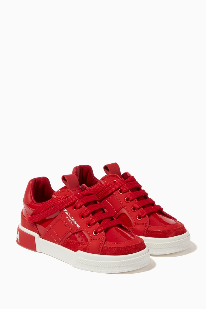 

Pop Low Lace Sneakers in Leather, Red