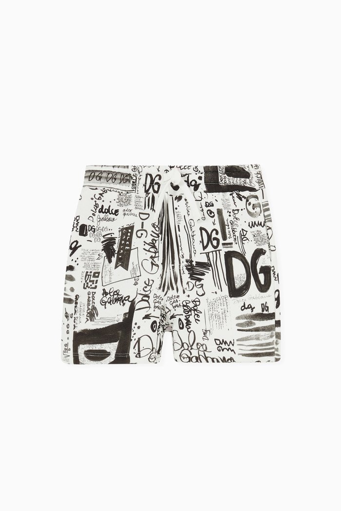 

Graffiti Print Jogging Shorts in Jersey, Multicolour