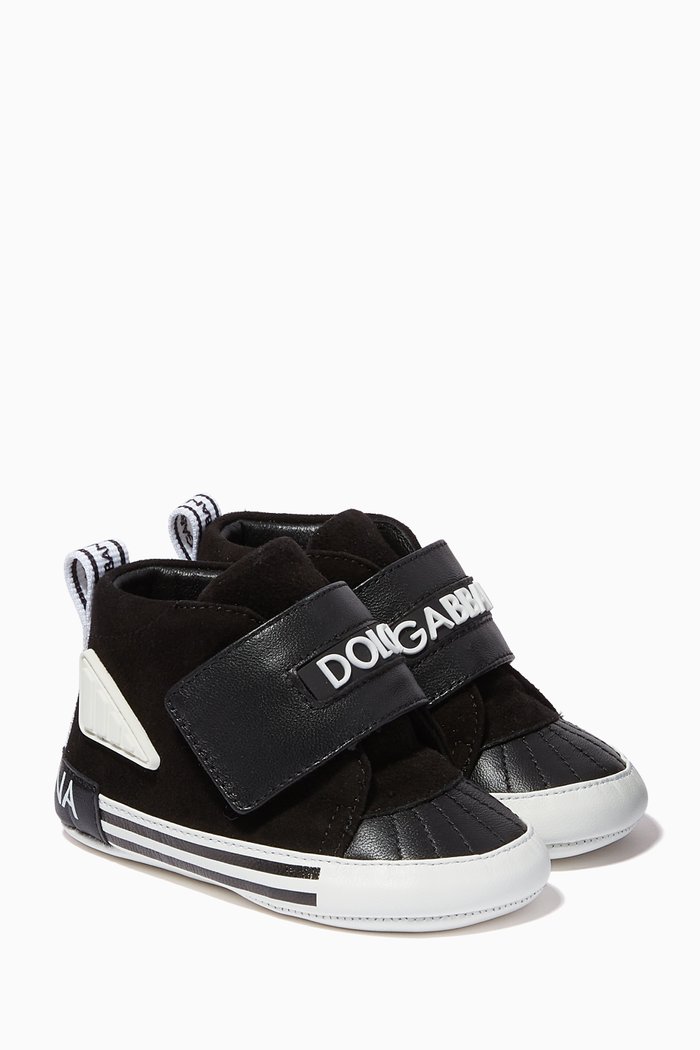 DNA High-top Sneakers in Suede & Lambskin, Black