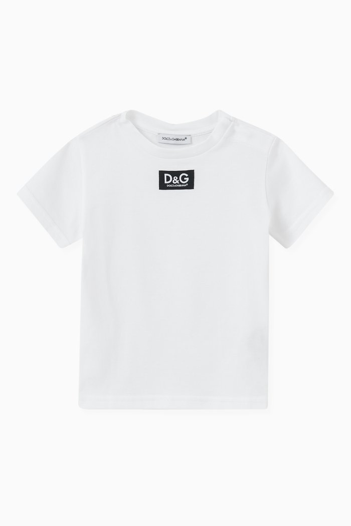 

Logo Label T-shirt in Calfskin, White