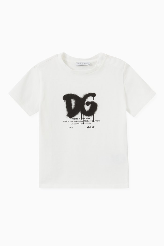 

Spray-paint DG Logo Print in Calfskin, White