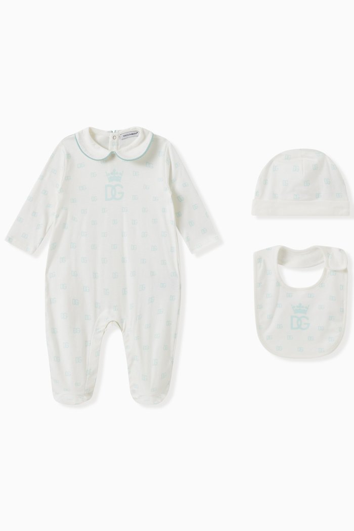 

DG Crown Print 3-piece Gift Set in Jersey, Blue