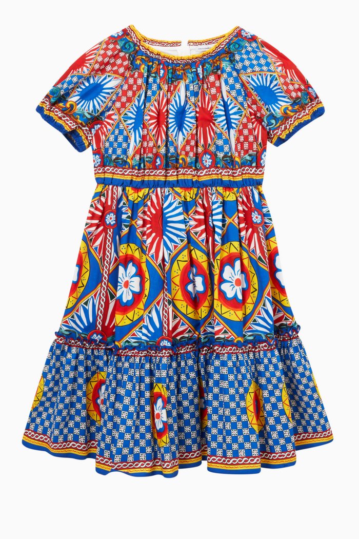 

Carretto-print Dress in Poplin, Multicolour