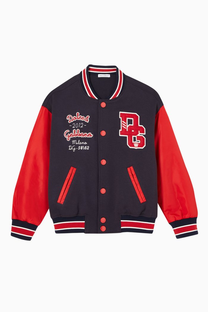 

Back to School Varsity Bomber Jacket with DG Patch in Jersey & Nylon, Multicolour