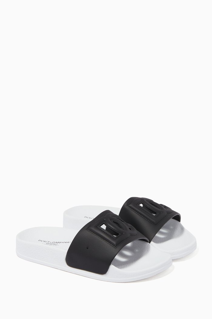 

DG Millennials Slides in Calfskin Leather, Black