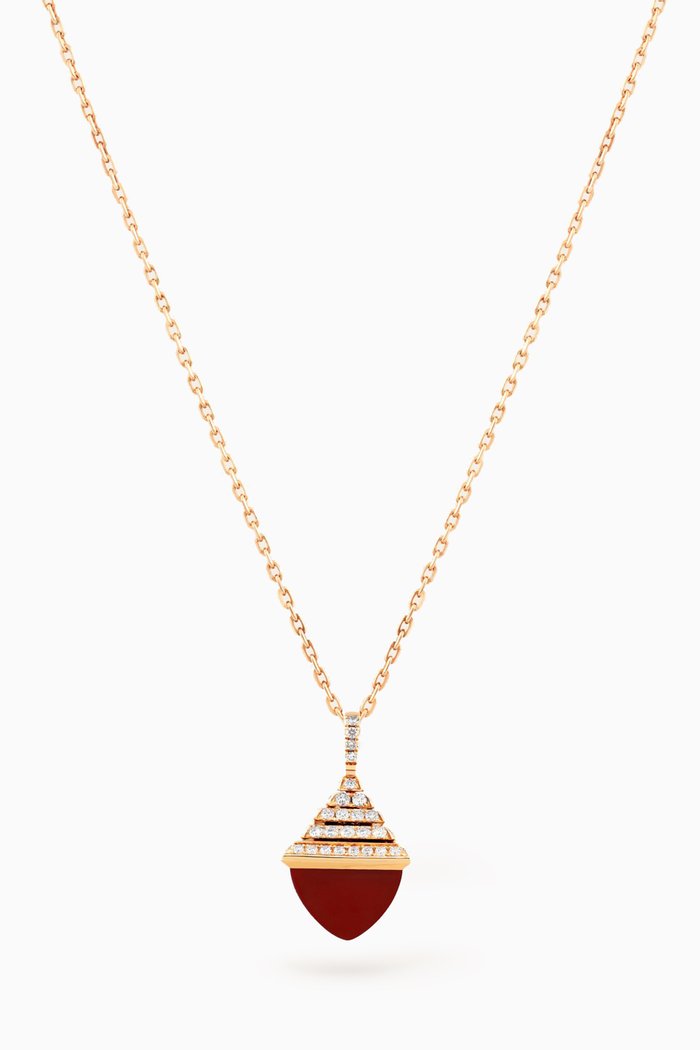 

Cleo Rev Diamond Mini Pendant with Red Agate in 18kt Rose Gold