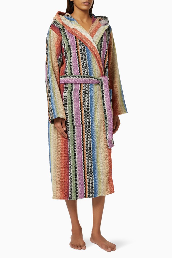 

Archie Hooded Bathrobe in Cotton Terry, Multicolour