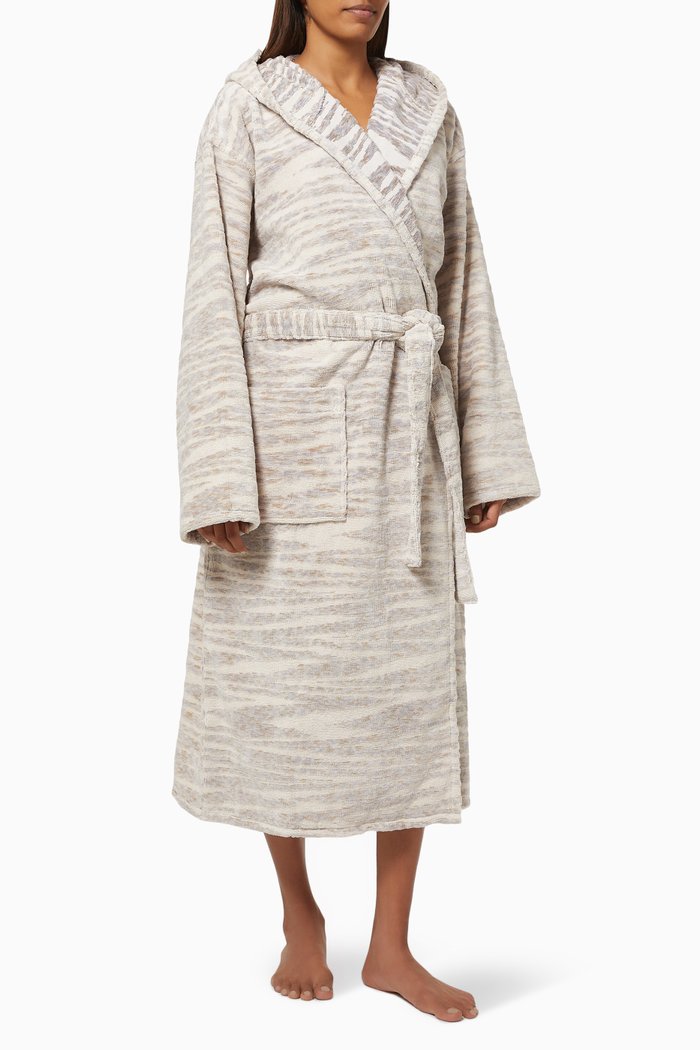 Allan Bathrobe in Jacquard Cotton Terry, Neutral