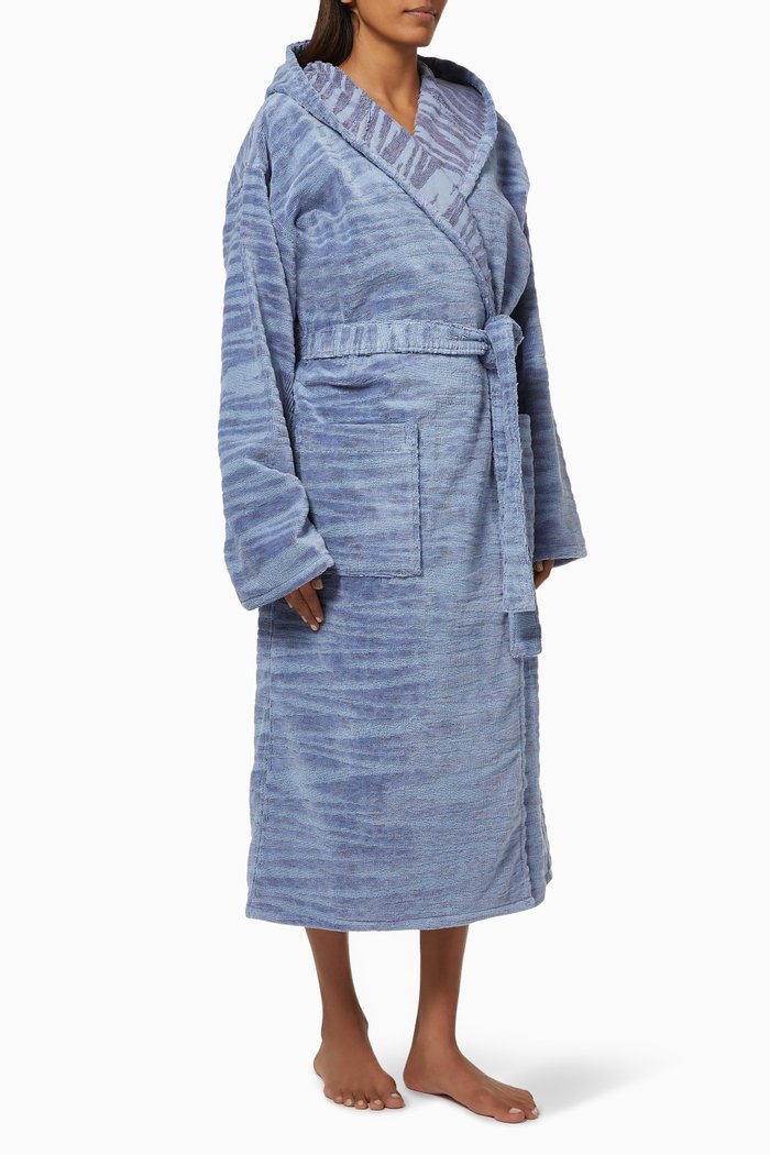 

Allan Bathrobe in Jacquard Cotton Terry, Blue